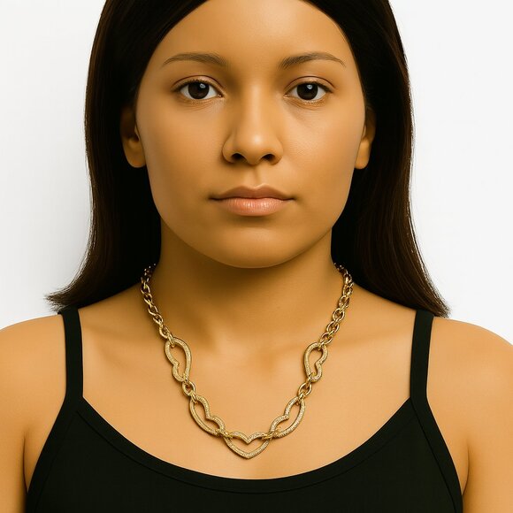Calvin Klein Gold Heart Link Chain 18-inch Necklace – Modern Romantic Jewelry - Picture 2 of 9